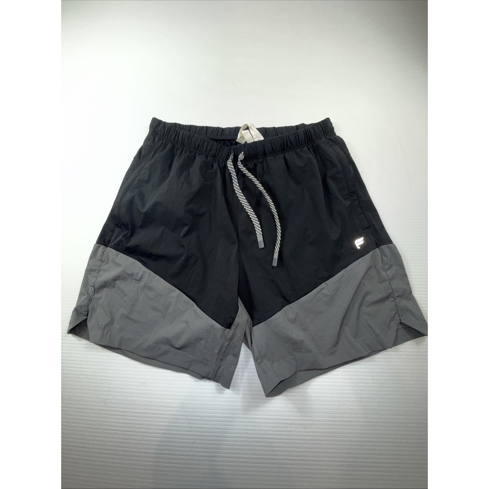 Fabletics Men's Athletic Colorblock Shorts Black/Gray Size L Drawstring 7"